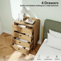 HOMCOM Modern Chest of Drawers with 4 Drawers - Oak(m-4)