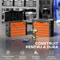 HOMCOM Cutie pentru Unelte cu 4 Sertare și Compartiment Superior din Oțel și Plastic, Portocaliu și Negru(m-5)