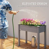 Outsunny Raised Bed for Garden, Wooden Elevated Planter Box with Bed Liner, for Flower Vegetable Herb, Dark Grey(m-6)