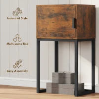 HOMCOM Smalle consoletafel, kast, industrieel ontwerp, woonkamer hal, 40x30x76cm, Rustiek-Bruin(m-6)