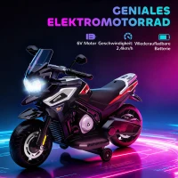 AIYAPLAY Elektro-Motorrad für Kinder von 18-36 Monaten, Aufsitz-Fahrzeug, Hilfsräder, Lichter, Musik, Kunststoff, Stahl, Schwarz(m-4)