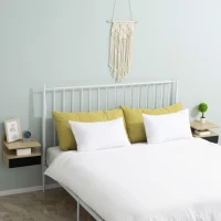 HOMCOM Lot de 2 Tables de Chevet murales - Lot de 2 Tables de Nuit - tiroir Coulissant, Niche, Plateau - Noir Chêne(m-10)