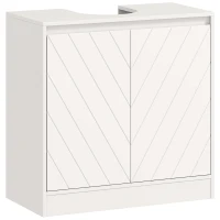 HOMCOM Meuble Sous-Lavabo Meuble de Salle de Bain avec 2 Portes Étagère Réglable pour Lavabos avec ou sans Colonne 60x30x59,8 cm Blanc(m-7)