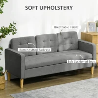 Homcom Canapea 3 Locuri – tesatura Gri cu Compartiment Depozitare(m-4)