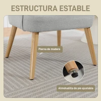 HOMCOM Butaca de Salón Moderna Sillón Tapizado en Lino Sintético Patas de Madera para Dormitorio Oficina 64,5x65x79,5 cm Crema(m-5)