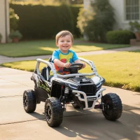 AIYAPLAY 12V Elektrisches Geländefahrzeug für Kinder, Fernbedienung, LED-Lichter, Musik, Hupe, für Kinder von 3-8 Jahren, Grau(m-2)