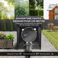 Outsunny Abri de moto extérieur tente à moto housse de protection en tissu Oxford, 2 fenêtres, 345 x 135 x 191 cm, noir(m-4)