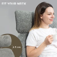 HOMCOM Office Chair with Adjustable Headrest, Spring Pack, Curved Line, Boucle Fabric - Charcoal Grey(m-7)