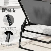 Outsunny 2er Set Sonnenliege klappbar Gartenliege mit Kopfkissen 5-Fach höhenverstellbarer Rückenlehne Seitentasche Dunkelgrau(m-7)