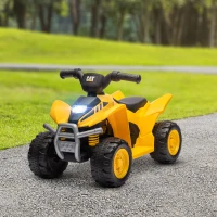 AIYAPLAY Quad électrique pour enfant sous licence Caterpillar 6V 2,8 km/h avec klaxon, phares LED, pour 18-36 mois, Jaune(m-10)