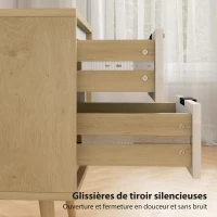 HOMCOM Table de chevet étroite, table d'appoint 2 tiroirs silencieux et pieds en bois massif, 40 x 35 x 50 cm, blanc brillant(m-6)