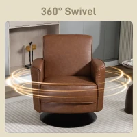 HOMCOM Upholstered Swivel Accent Chair with Thick Padding, Brown(m-4)