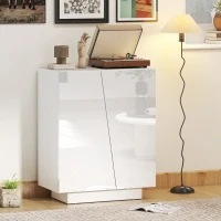 HOMCOM Buffet meuble de rangement avec placard double porte et étagère réglable, 70 x 40 x 88 cm, blanc brillant(m-10)
