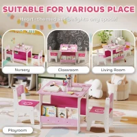 AIYAPLAY 3 Pieces Kids Table and Chair Set, Toddler Activity Table with Bookshelves, for Living Room, Nursery, Playroom, Pink(m-5)