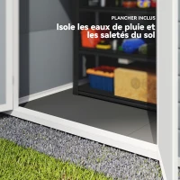 Outsunny Abri de jardin cabanon en résine polypropylène 2,12 m² - 2 portes 1 fenêtre et 1 grille d'aération, toit en pente, gris(m-6)