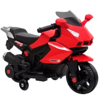 AIYAPLAY Elektro-Motorrad für Kinder, Hupe, Scheinwerfer, Musikfunktion, 2,5 km/h, Rot(m-1)