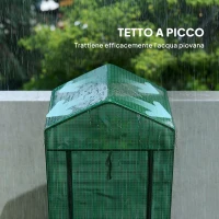 Outsunny Serra per Piante a 5 Livelli con Porta a Zip, in Acciaio e PE, 69x49x193 cm, Verde(m-8)