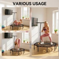 HOMCOM Fitness Trampoline, Bouncer with Adjustable Handle, Max Load 150 kg(m-6)