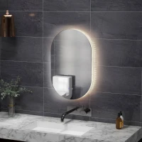 kleankin Miroir ovale mural lumineux LED salle de bain 81 x 51 cm 3 couleurs luminosité réglable interrupteur tactile transparent(m-10)