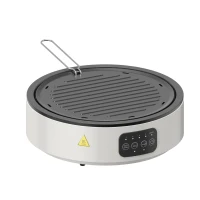 HOMCOM Piano cottura in ceramica, design 2-in-1, per cuocere e grigliare, 2000W, 4 livelli di calore, display LED, vaschetta raccogli-grassi, Bianco(m-1)