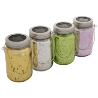 Outsunny Lumière de jardin solaire - pots mason jar 4 pièces - lanterne de verre solaire LED étanche norme IP 44 - lampes décoratives de jardin 4 couleurs(m-9)