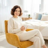 HOMCOM Polstersessel, Akzentsessel, modernes Design, drehbar, bis 120 kg, Gelb(m-9)