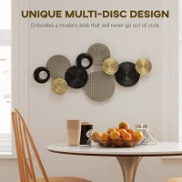 HOMCOM Metal Wall Art, Modern Hanging Wall Decor with Multi-Disc Design for Living Room Bedroom Dining Room(m-4)