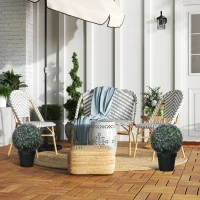 HOMCOM Set of Two Artificial Boxwood Balls Plants - Purple(m-9)