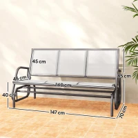 Outsunny Panchina a Dondolo da Giardino a 3 Posti in Metallo e Tessuto a Rete Traspirante, 147x70x85cm, Beige(m-3)