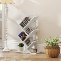 HOMCOM Estantería en Forma de Árbol con 5 Estantes y Sistema Antivuelco para Salón Dormitorio 50x24x82 cm Blanco(m-7)