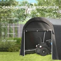 Outsunny Gartenschuppen mit Kunststoff-Plane, Werkzeugzelt, aufstellbare Garage, 300B x 600T x 230H cm, Dunkelgrau(m-4)