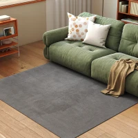 HOMCOM Tapis salon 160 x 120 cm tapis à poils longs, lavable en machine, antidérapant, en fausse fourrure, gris clair(m-10)