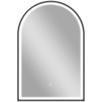 HOMCOM Espejo de Baño con Luz 60x90 cm Espejo de Pared Arqueado 3 Colores de Luz Brillo Regulable Función Antivaho Negro