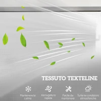 Outsunny Panchina a Dondolo da Giardino a 3 Posti in Metallo e Tessuto a Rete Traspirante, 147x70x85cm, Beige(m-6)