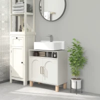 HOMCOM Meuble salle de bain sous lavabo meuble sous lavabo placard 2 portes avec étagère réglable 60 x 30 x 63 cm blanc(m-10)