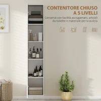 HOMCOM Mobile Bagno Sospeso a Colonna con Ripiani Regolabili e Chiusura Soft Close, 30x31.5x160 cm, Bianco(m-6)