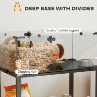 PawHut Hamsterkooi, verblijf voor kleine huisdieren met 3 niveaus, looprad, huisje, platforms, hellingen, voerschaal, waterfles, accessoires, staal, kunststof, zwart(m-5)