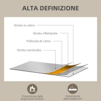 HOMCOM Specchio da Parete Rettangolare con Ganci, in Vetro e MDF, 40x60 cm, Nero(m-6)