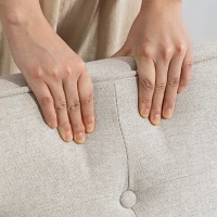 HOMCOM Sofá de 2 Plazas Tapizado en Lino Sintético Sofá Nórdico con Patas y Reposabrazos de Madera 113x67x78 cm Beige(m-9)