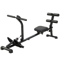 SPORTNOW Rudermaschine, Rudergerät für Situps, 12-stufig verstellbar, 2-in-1 Kardiogerät, LCD-Anzeige, Stahl, Kunststoff, Schwarz