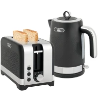 HOMCOM Sleek Textured Kettle and Toaster Set - Black(m-11)