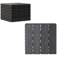 Outsunny Dalles terrasse - caillebotis - Lot de 11 pcs, Surface Max. 1 m² - emboîtables, Installation très Simple, dim. 30 x 30 cm