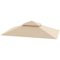 Outsunny Copertura per Gazebo da Giardino per Barbecue 1.52x2.44 m a 2 Livelli in Poliestere 160gsm Beige(m-10)