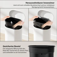 HOMCOM Kosz na śmieci 12 l, kosz pedałowy z pokrywą, pedał nożny, wkład wewnętrzny, funkcja soft-close, 30 x 25,5 x 37,5 cm, biały(m-7)