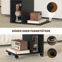 HOMCOM Beistelltisch, C-förmiger Servierwagen, 4 Rollen, 3 Fächer, 40 x 30 x 69 cm, Schwarz(m-8)