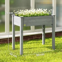 Outsunny Raised Bed for Garden, Wooden Elevated Planter Box with Bed Liner, for Flower Vegetable Herb, Dark Grey(m-3)