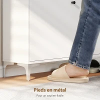HOMCOM Meuble à chaussures 16 paires, armoire à chaussures avec 2 tiroirs rabattables, étagères réglables, 80x24x101cm, blanc(m-7)