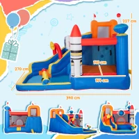 Outsunny Gioco Gonfiabile per Bambini 3-8 Anni a tema Spazio con Borsa, 11 Paletti e Toppe Inclusi, 340x270x227 cm(m-3)