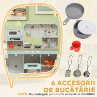 AIYAPLAY Bucătărie de Jucărie pentru Copii de 3+ Ani din Lemn, Aragaz Interactiv, Cuptor și Mașină de Cafea, Albă(m-6)
