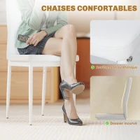 HOMCOM Ensemble table à manger et chaises pour 4 personnes, plateau rectangulaire en verre, pour cuisine salon maison, blanc(m-6)